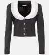 Alessandra Rich Pinstripe Wool Blazer In Grey
