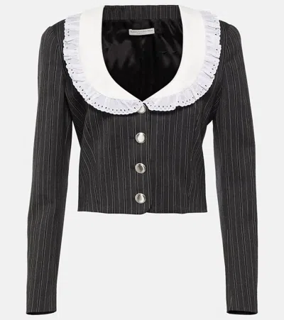 Alessandra Rich Pinstripe Wool Blazer In Dunkelgrau