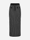 Alessandra Rich Pinstripe Knitted Midi Skirt In Black,white