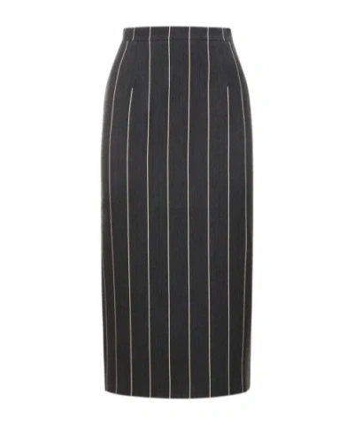 Alessandra Rich Pinstriped Medium-length Skirt In Gray
