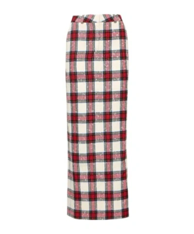 Alessandra Rich Plaid Belt Loop Skirt In Multi