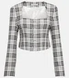 Alessandra Rich Checked Cropped Jacket In Black-white