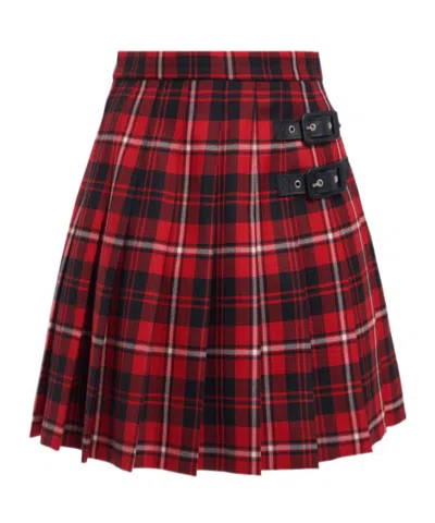 Alessandra Rich Plaid Mini Skirt In Red