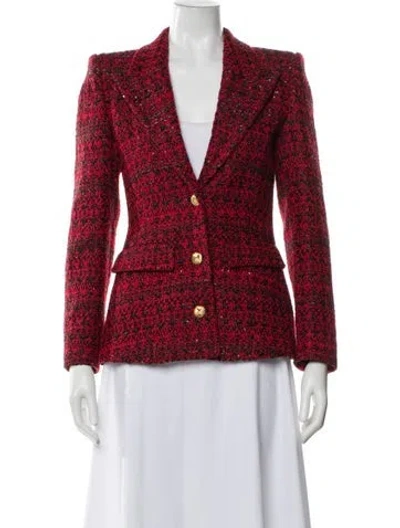 Pre-owned Alessandra Rich Plaid Print Blazer In Red