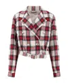 Alessandra Rich Checked Cropped Wool-blend Jacket In Multicolor