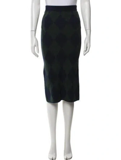 Pre-owned Alessandra Rich Plaid Print Knee-length Skirt In Green
