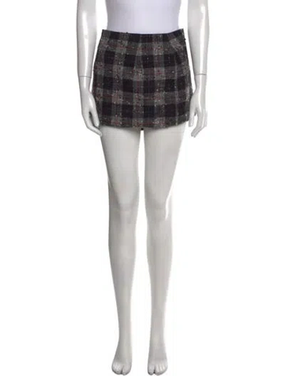 Pre-owned Alessandra Rich Plaid Print Mini Skirt In Black