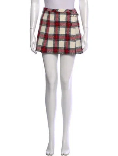 Pre-owned Alessandra Rich Plaid Print Mini Skirt In Neutral