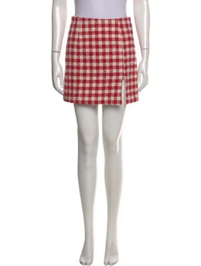 Pre-owned Alessandra Rich Plaid Print Mini Skirt In Red