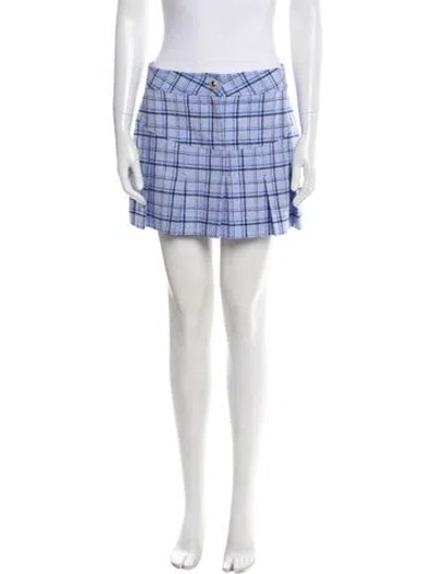 Pre-owned Alessandra Rich Plaid Print Mini Skirt In White
