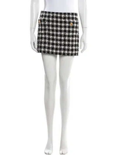 Pre-owned Alessandra Rich Plaid Print Mini Skirt In White