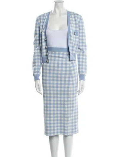 Pre-owned Alessandra Rich Plaid Print Skirt Set In Blue