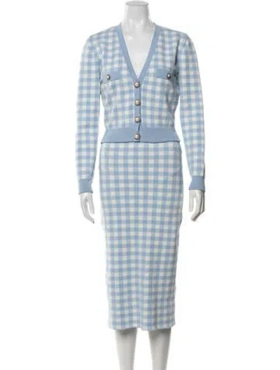 Pre-owned Alessandra Rich Plaid Print Skirt Set In Blue