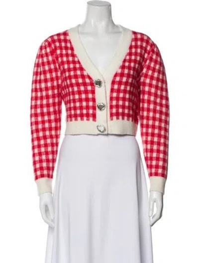 Pre-owned Alessandra Rich Plaid Print V-neck Sweater In Pink