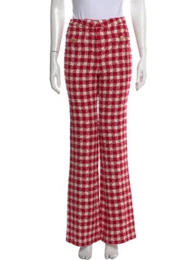 Pre-owned Alessandra Rich Plaid Print Wide Leg Pants