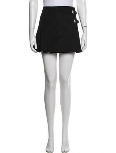 Pre-owned Alessandra Rich Pleated Accents Mini Skirt In Black