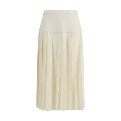 Alessandra Rich Pleated Midi Skirt In Neutral