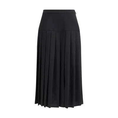 Alessandra Rich Pleated Midi Skirt In Black