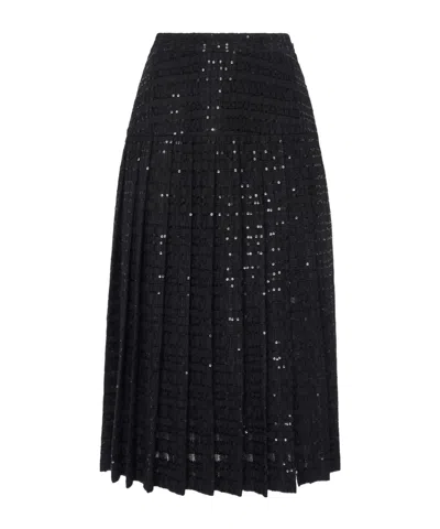 Alessandra Rich Pleated Midi Skirt In Black