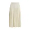 Alessandra Rich Womens White Pleated High-waist Stretch-wool Blend Midi Skirt In Neutral