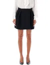 Alessandra Rich Mini Wrap Skirt In Pied De Poule In Black