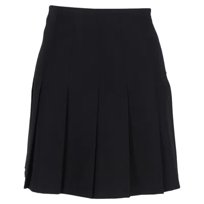 Alessandra Rich Pleated Mini Skirt In Black Wool