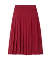 Alessandra Rich Silk Pleated Midi Skirt In Wine Red