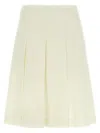Alessandra Rich Pleated Wool Midi Skirt With Flared Silhouette