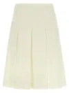 Alessandra Rich Pleated Wool Midi Skirt With Flared Silhouette