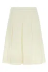 Alessandra Rich Pleated Wool Midi Skirt With Flared Silhouette