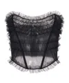 Alessandra Rich Pleated Tulle Top In Black