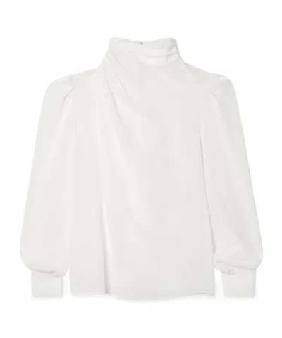 Alessandra Rich Pleated Turtleneck Shirt In White