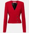 Alessandra Rich Wool Jacket Jewel Buttons In Red