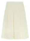 Alessandra Rich Pleated Wool Midi Skirt With Flared Silhouette