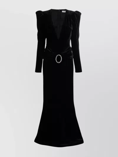 ALESSANDRA RICH PLUNGING NECKLINE VELVET MAXI DRESS