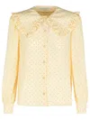 Alessandra Rich Polka Dot Shirt In Beige