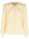 Alessandra Rich Polka Dot Shirt In Beige