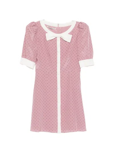 Alessandra Rich Polka-dot Bow-detail Mini Dress In Pink