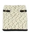 Alessandra Rich Polka-dot Contrast-trim Miniskirt In Nude