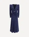 Alessandra Rich Dotted Dress With V-neck And Buttons In Blue