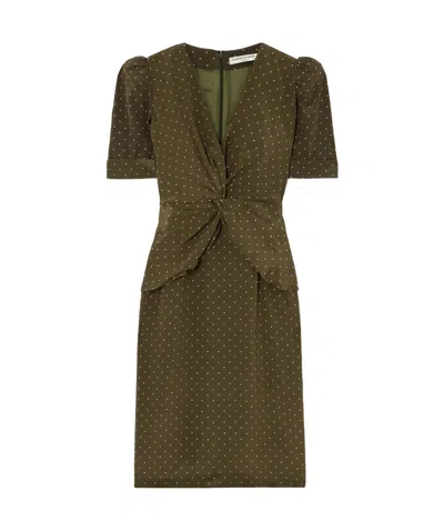ALESSANDRA RICH POLKA-DOT SILK MIDI DRESS