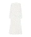 Alessandra Rich Bow-embellished Gathered Polka-dot Silk-georgette Midi Dress In White