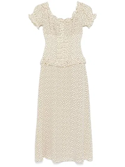 ALESSANDRA RICH POLKA-DOT MIDI DRESS