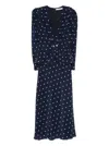 Alessandra Rich Polka Dot Midi Dress In Blue