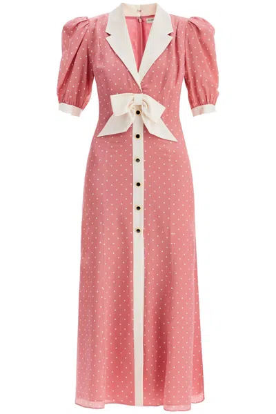 Alessandra Rich Polka Dot Midi Dress In Pink