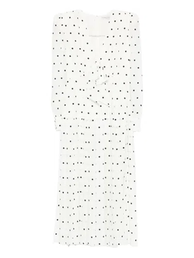ALESSANDRA RICH POLKA-DOT MIDI DRESS - WOMEN'S - SILK/POLYESTER/POLYAMIDE