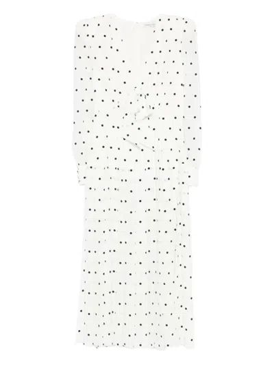 Alessandra Rich Polka-dot Midi Dress In White