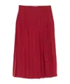 Alessandra Rich Silk Pleated Midi Skirt In Bordeaux Red