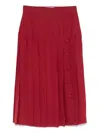 Alessandra Rich Silk Pleated Midi Skirt In Red