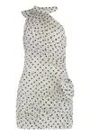 Alessandra Rich Mini Dress With Bow And Polka Dots In White